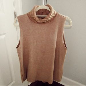 ZARA TAN TURTLENECK SWEATER VEST NWT
